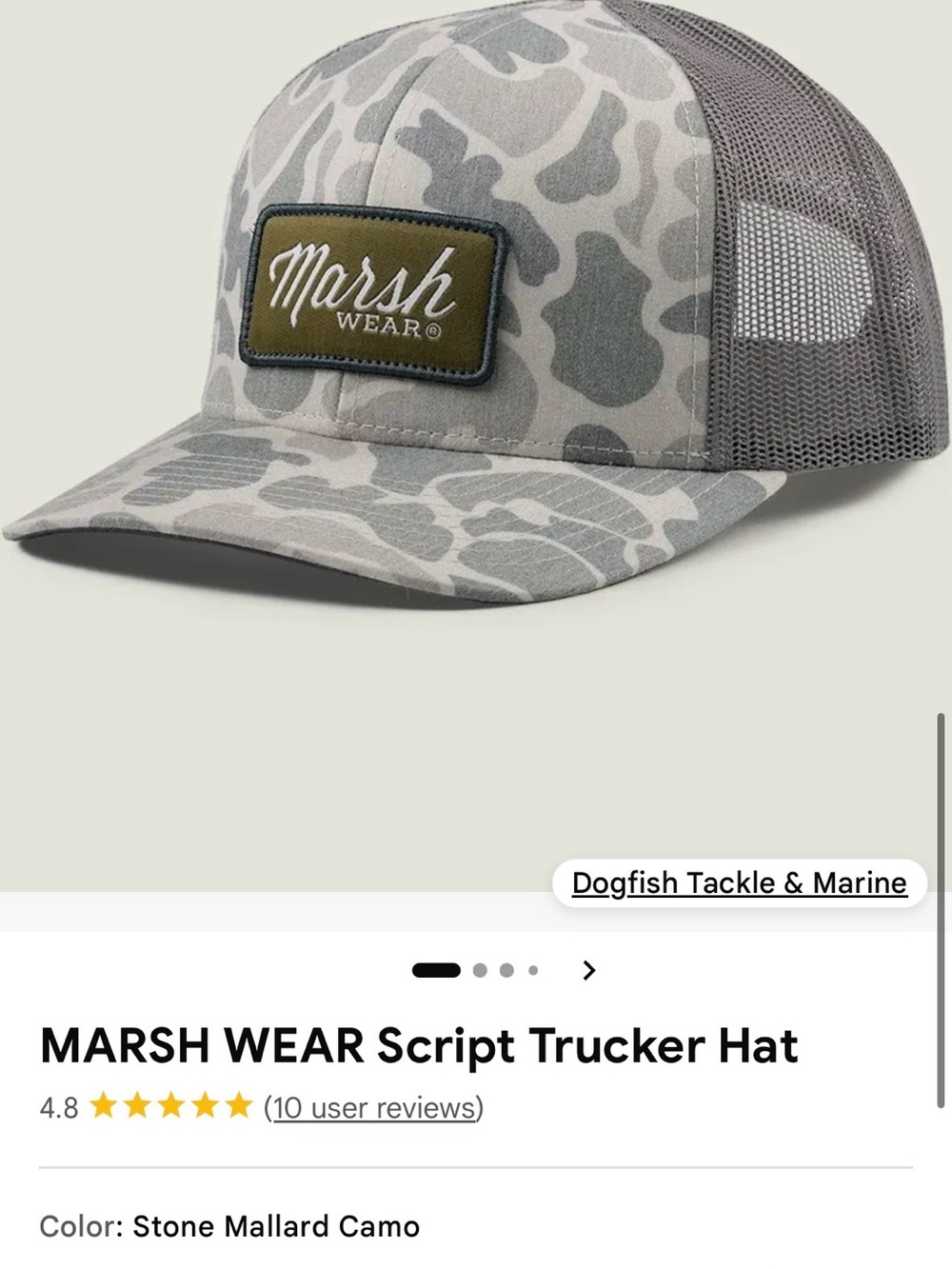 Marsh Wear Stone Mallard Camo Script Trucker Hat NEW